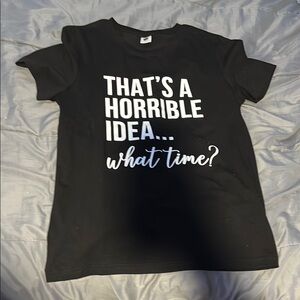 Black Graphic T-Shirt with White Text